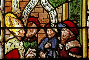 Galien elé vitt Szent Clert ábrázoló ablak alkotó: French School